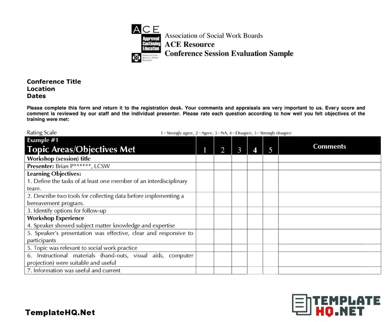 Conference Workshop Evaluation Form