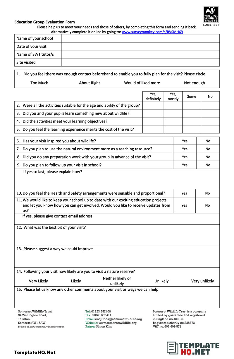 Education Group Evaluation Form
