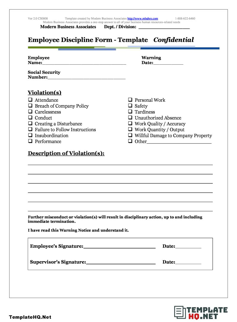 Employee Discipline Form Template from www.templatehq.net