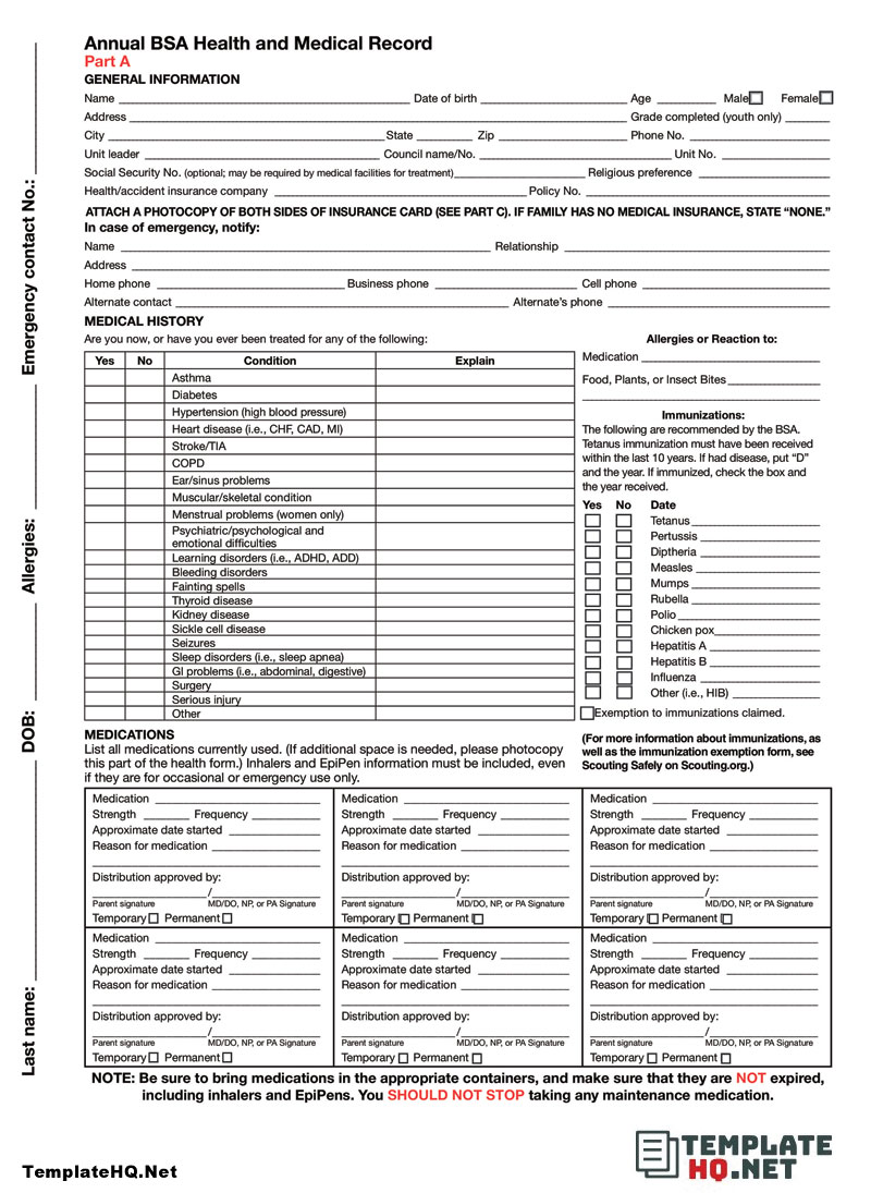 Example of Annual BSA Medical Form Example of Annual BSA Medical Form