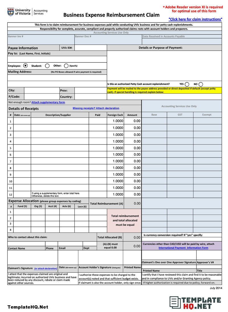 Expense Claim Form Expense Claim Form