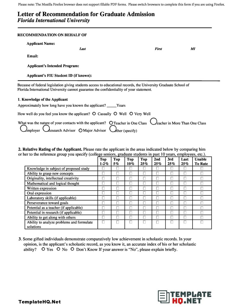 Graduate School Admission Recommendation Letter Form Graduate School Admission Recommendation Letter Form