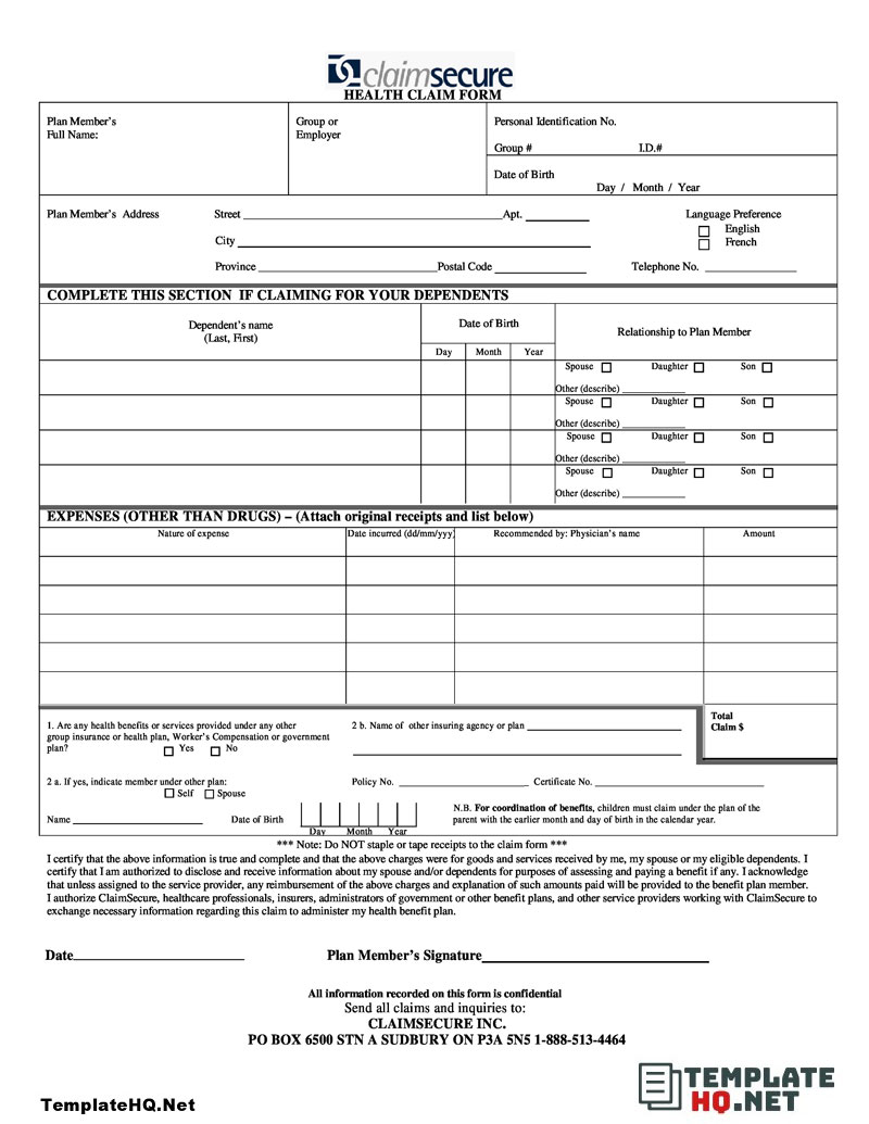 Group Health Reimbursement Form Group Health Reimbursement Form