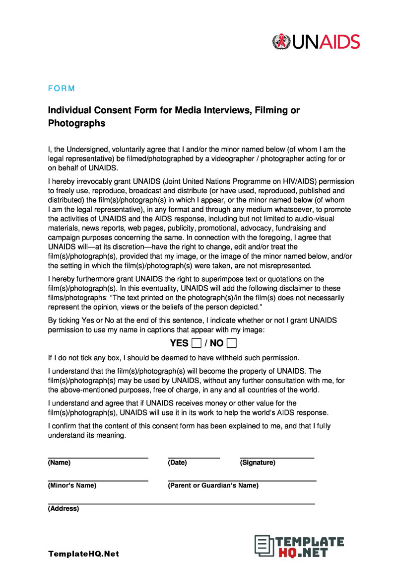 Individual Consent Form for Media Interviews