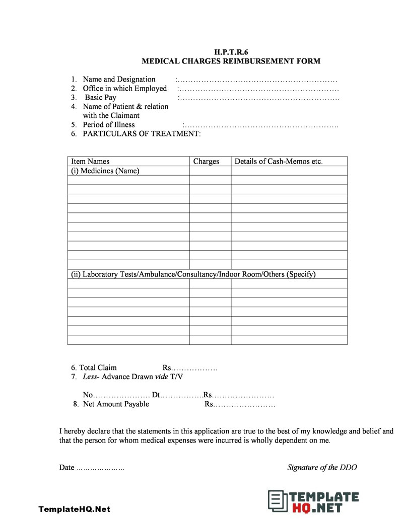 Medical Charges Reimbursement Form Medical Charges Reimbursement Form