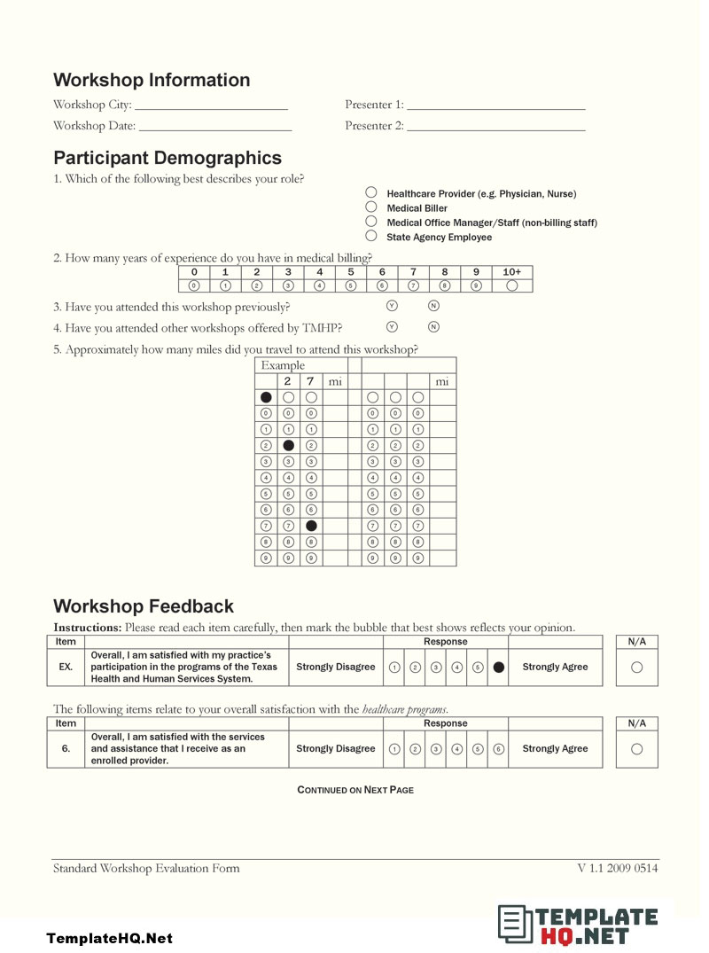Medical Workshop Evaluation Form
