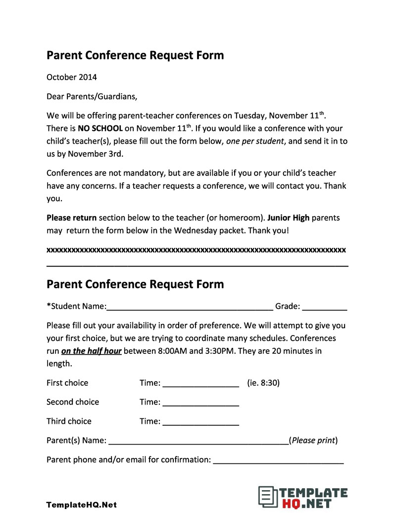 Parent Conference Request Form