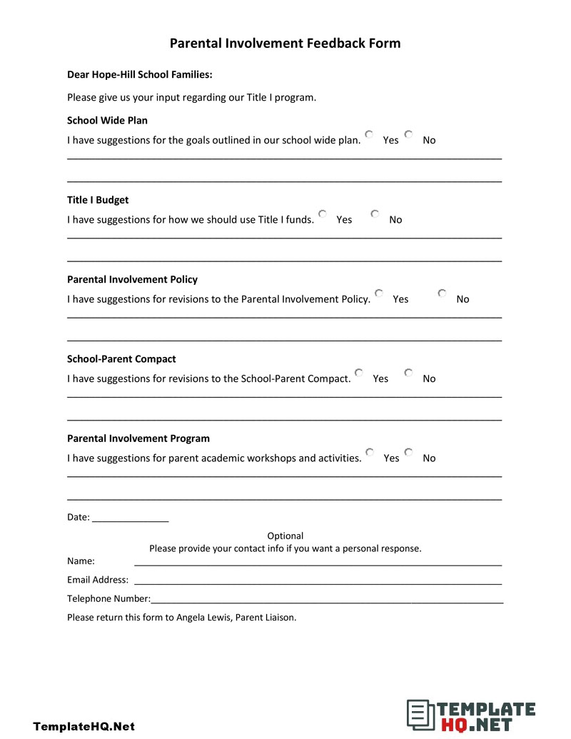 Parent Workshop Feedback Form 1