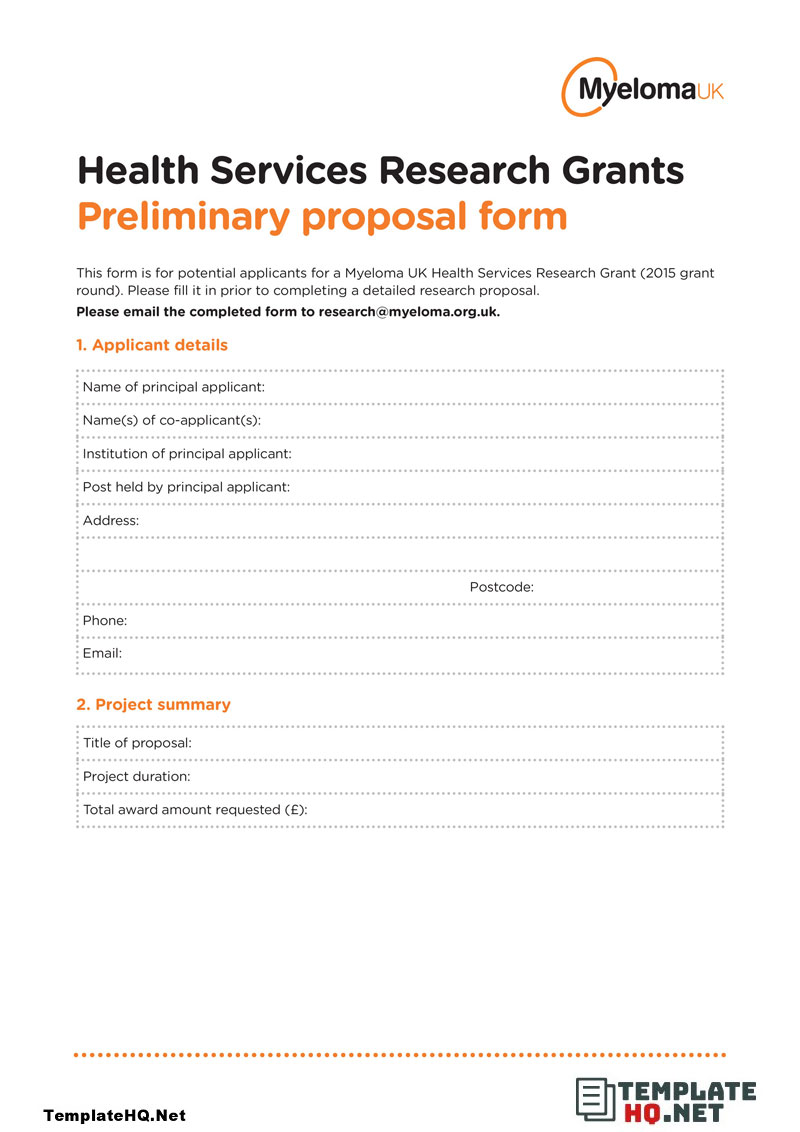 Preliminary Research Proposal Form