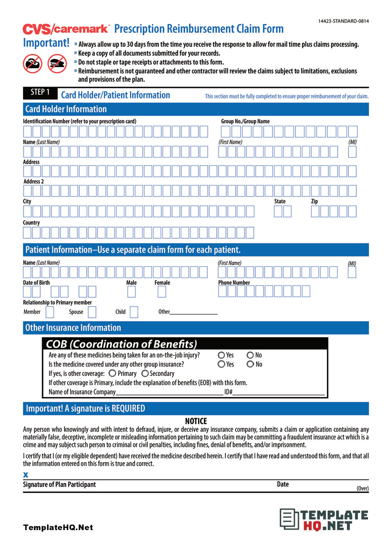 Prescription Claim Form Prescription Claim Form
