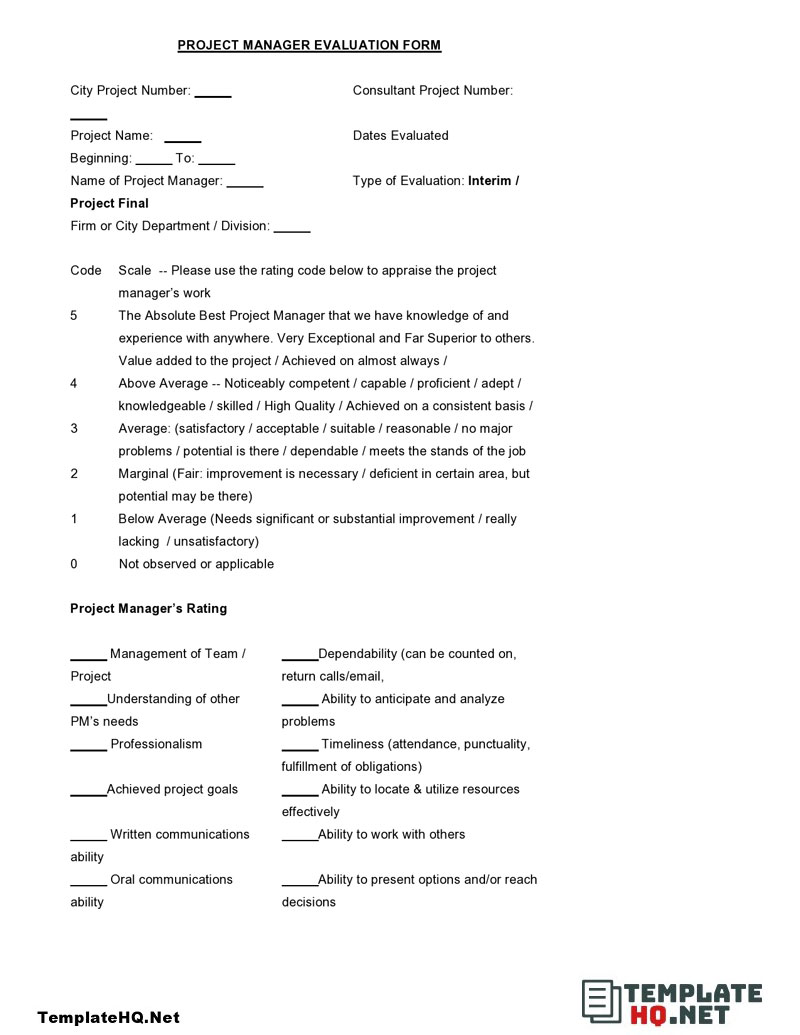 Project Manager Interview Feedback Form