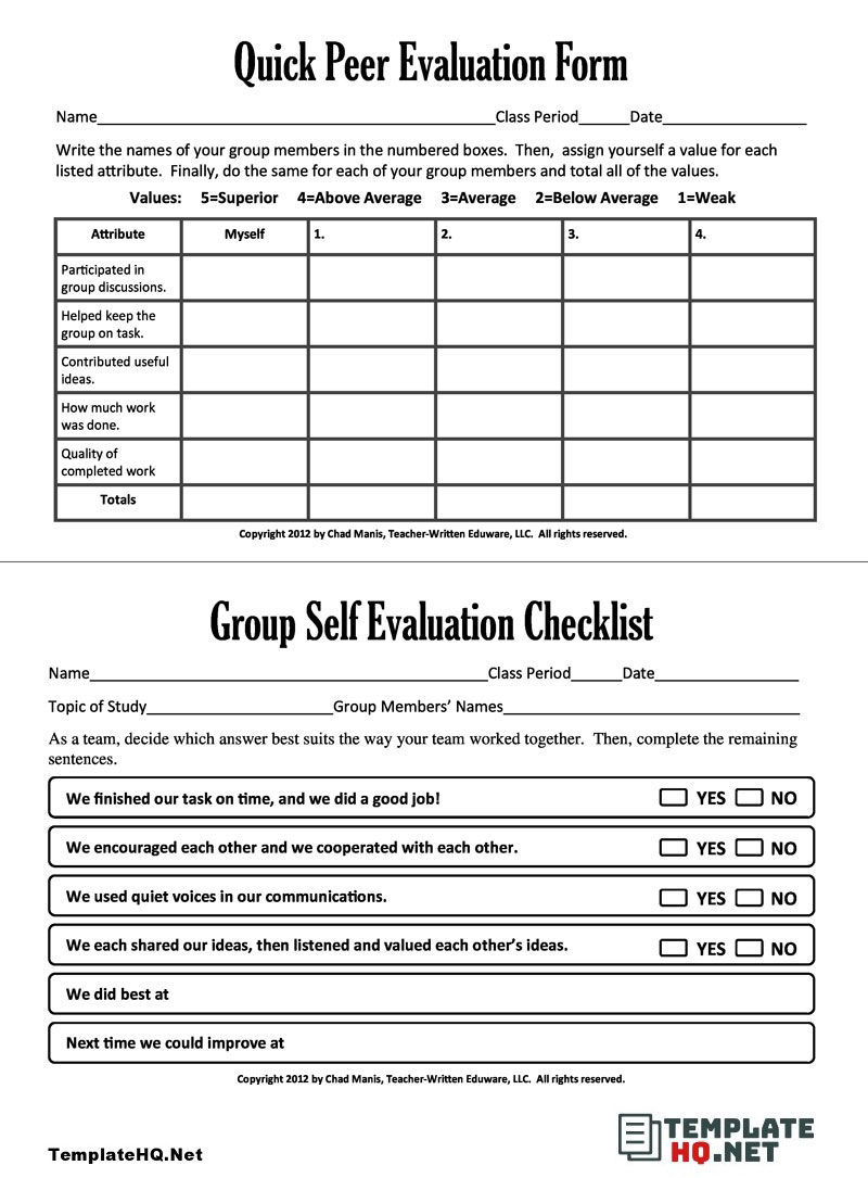 Quick Peer Evaluation Form