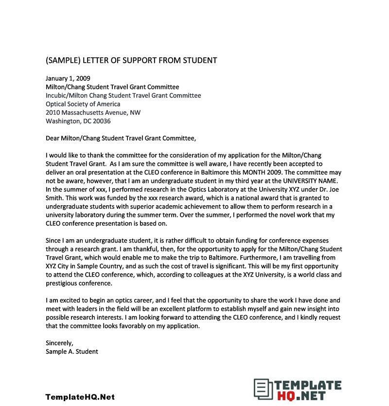 Recommendation Letter for Student Conference