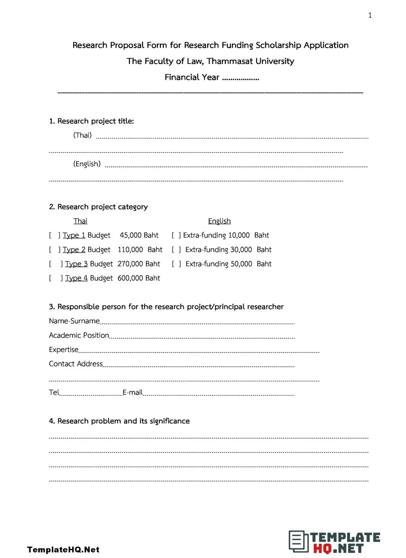 Research Funding Proposal Form