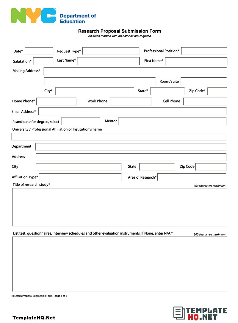 Research Proposal Submission Form