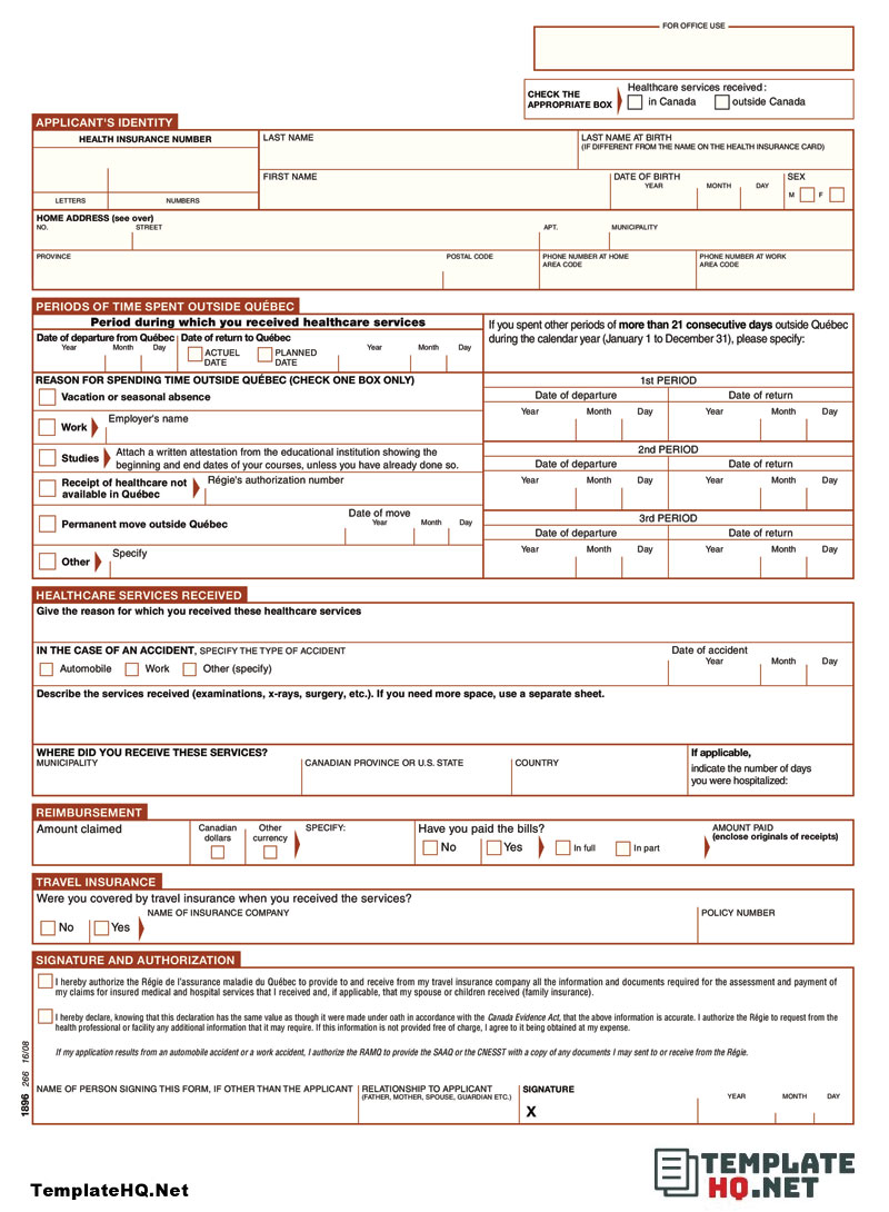 Sample Application Form for Medical Reimbursement Sample Application Form for Medical Reimbursement