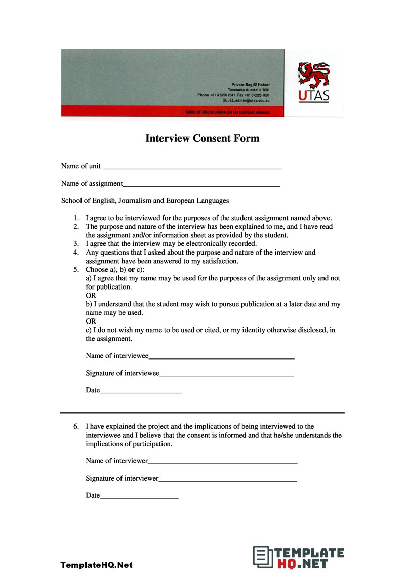 Sample Interview Consent Form
