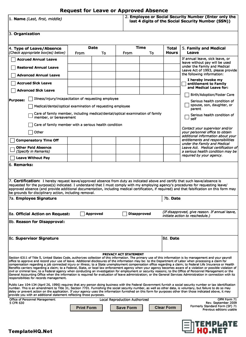 Sample Leave Request Form Sample Leave Request Form
