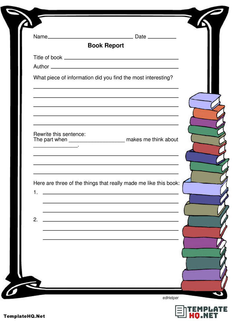 Standard Book Report Format Standard Book Report Format