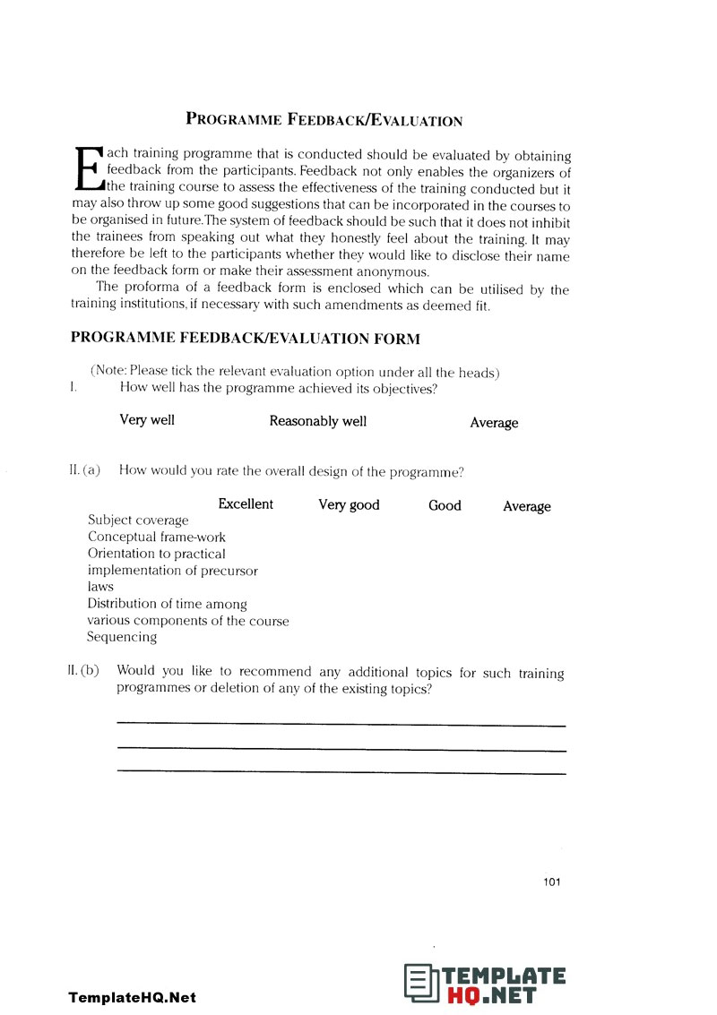 Training Program Feedback Training Program Feedback
