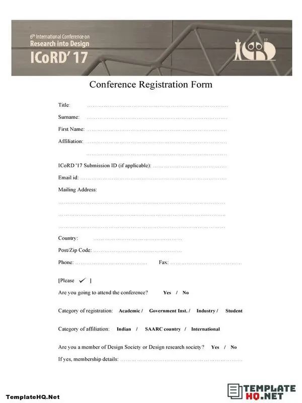 Conference Registration Form Conference Registration Form