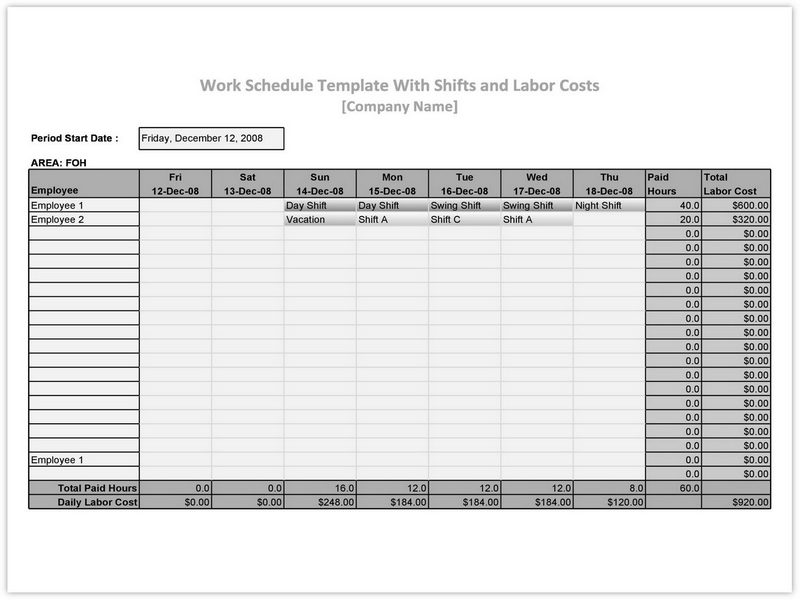 Work schedule template in excel 13 Work schedule template in excel 13