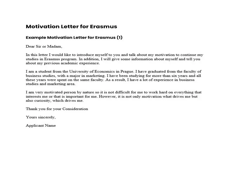 Motivation Letter for Erasmus 01