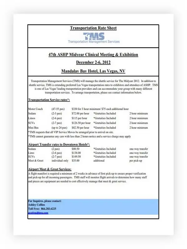 Transportation Rate Sheet Template