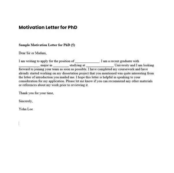 Motivation Letter For PhD 07