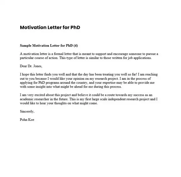 Motivation Letter For PhD 08