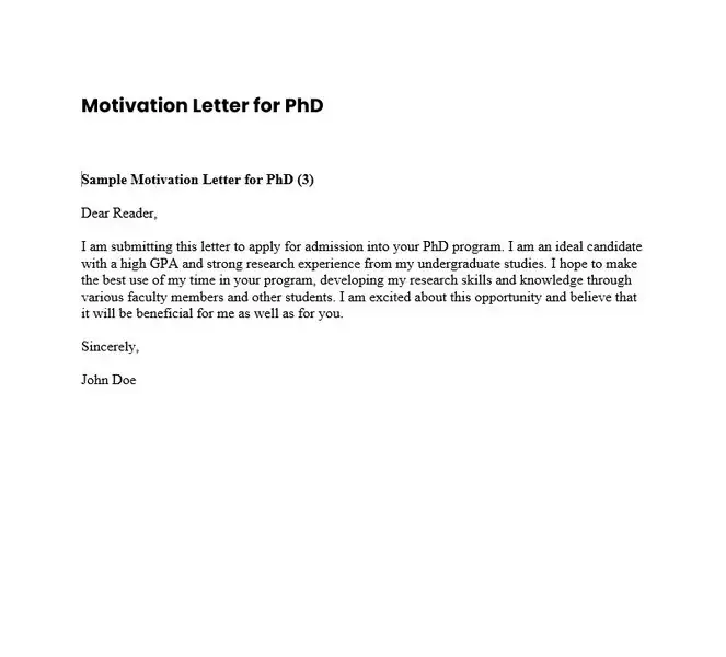 Motivation Letter For PhD 09