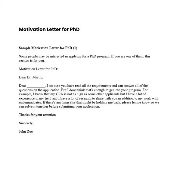 Motivation Letter For PhD 11