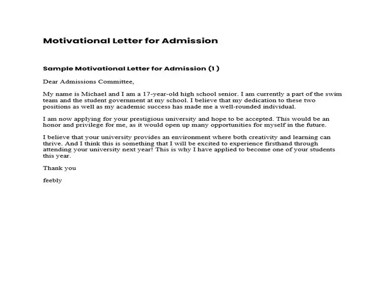 Motivation Letter for Admission 01 Motivation Letter for Admission 01