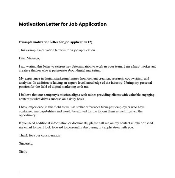 Motivation Letter for Job Application 07 Motivation Letter for Job Application 07