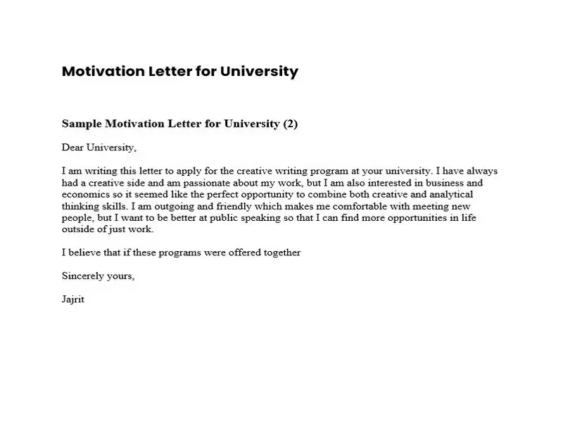 Motivation Letter for University 02 Motivation Letter for University 02