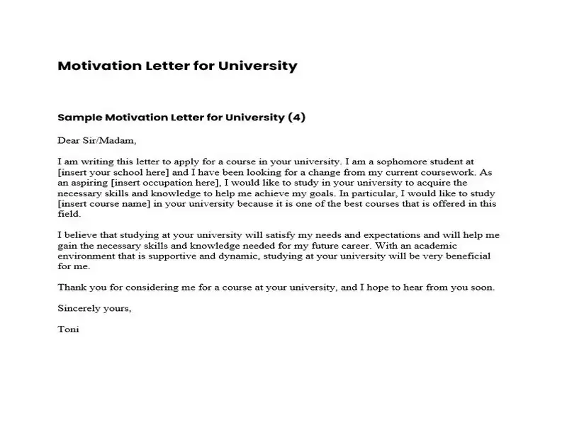 Motivation Letter for University 04
