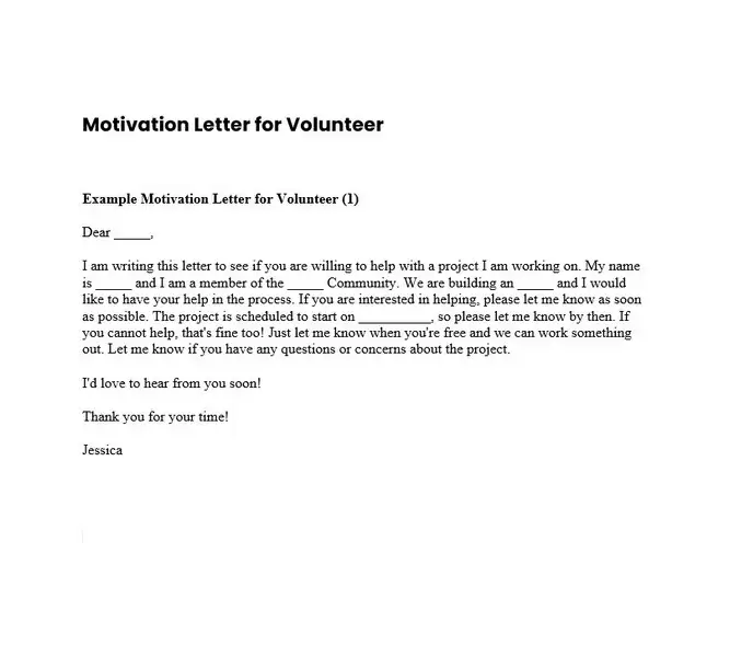 Motivation Letter for Volunteer 01 Motivation Letter for Volunteer 01