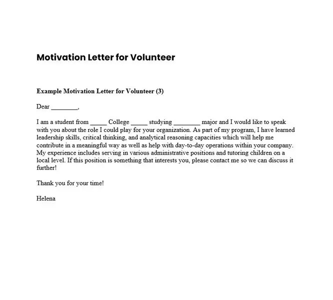 Motivation Letter for Volunteer 03 Motivation Letter for Volunteer 03
