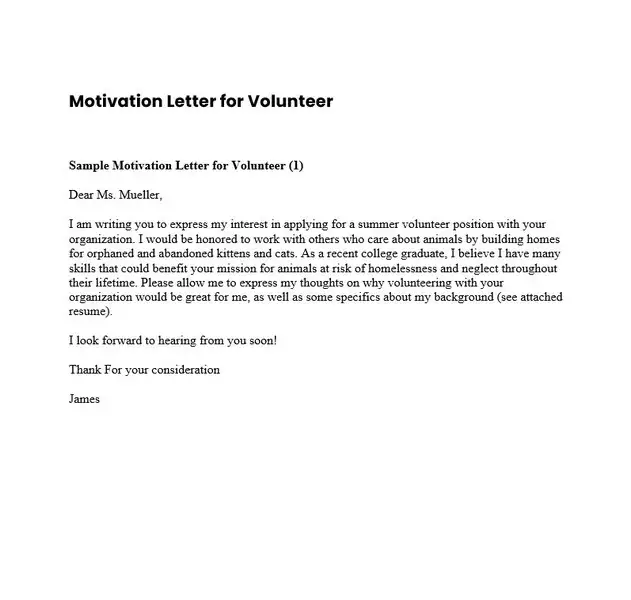 Motivation Letter for Volunteer 05