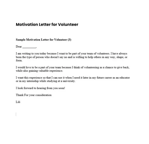 Motivation Letter for Volunteer 07