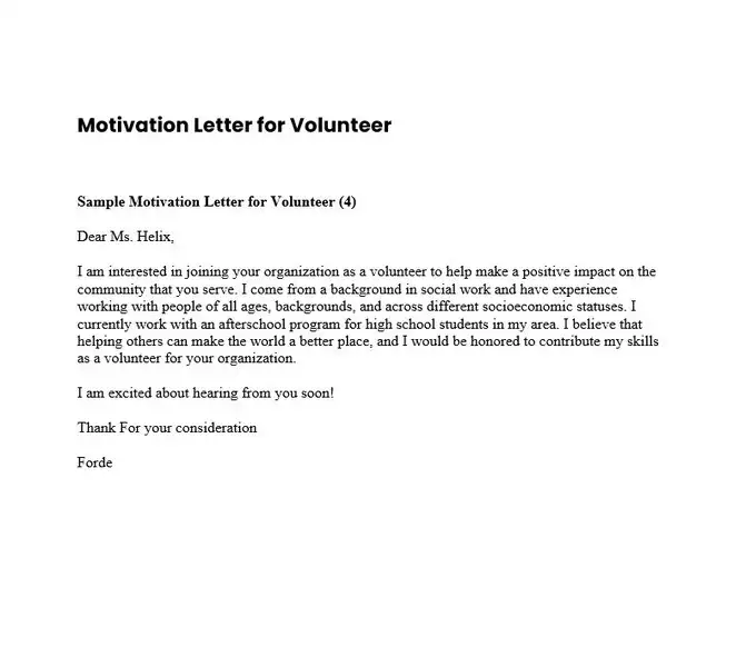 Motivation Letter for Volunteer 08