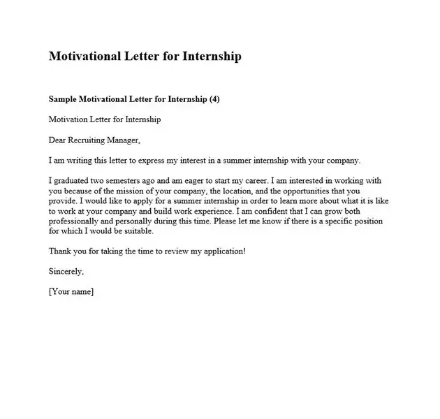Motivational Letter for Internship 01 Motivational Letter for Internship 01