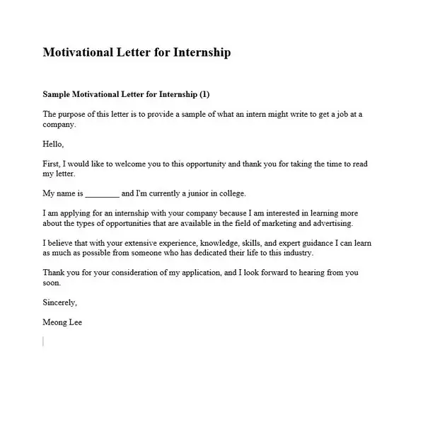 Motivational Letter for Internship 04