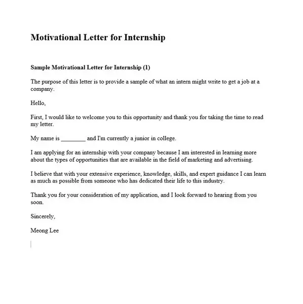 Motivational Letter for Internship 04 Motivational Letter for Internship 04