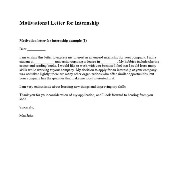 Motivational Letter for Internship 05