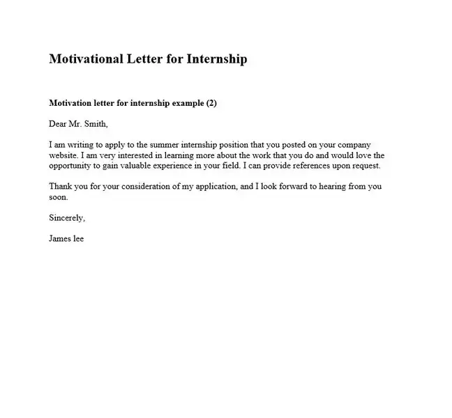 Motivational Letter for Internship 06
