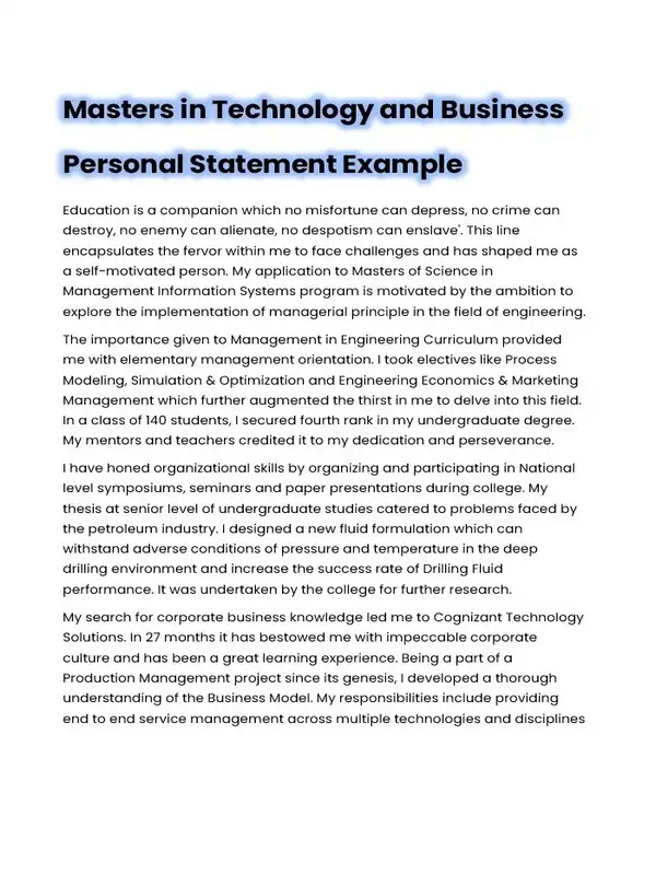 Personal Statement Template for Masters 01