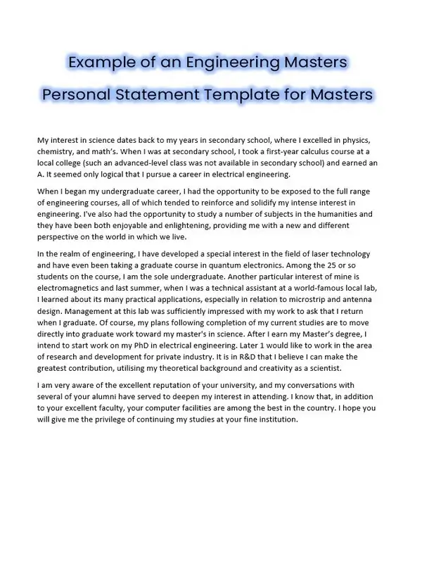 Personal Statement Template for Masters 03