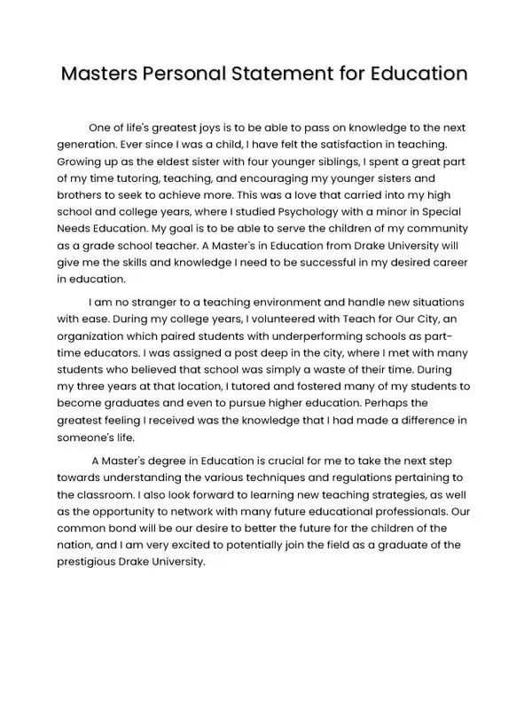 Personal Statement Template for Masters 08 Personal Statement Template for Masters 08