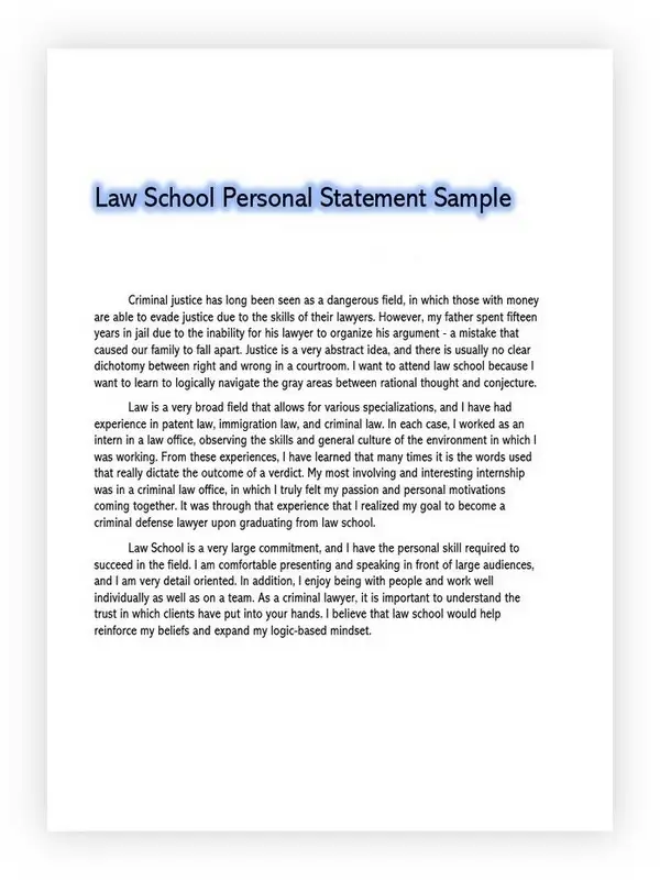 Personal Statement for Law School 02 Personal Statement for Law School 02